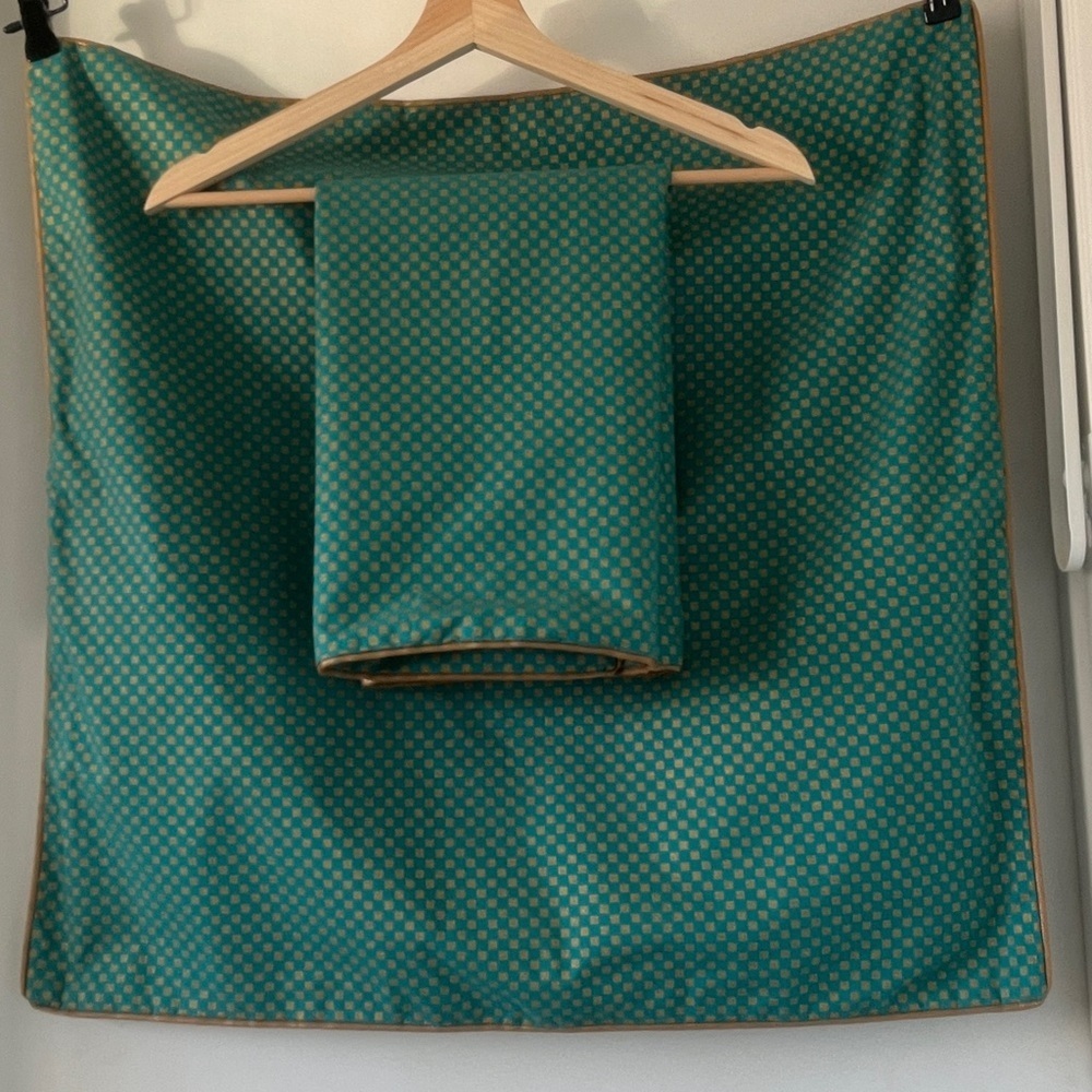 Jeanne Marc for Atelier Martex Throw Pillow Covers Set Two Teal Green Gold Check